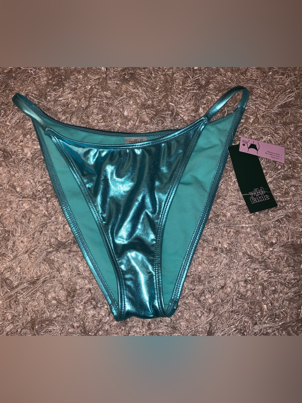 wild fable low rise extra high leg extra cheeky Blue Shimmer Bikini Bottom S NWT